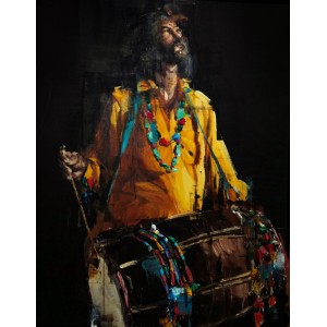 Khalid Khan-Kaay, Dhoolwala 01, 45 x 36 Inch, Acrylic on Canvas, Figurative Painting, AC-KHKN-051